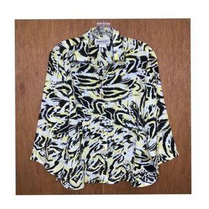 DonnKenny Petites Large Zebra Print Button Top